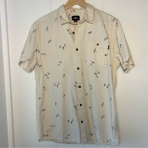 O’Neill Men's Beige Cotton Shirt with Abstract Pattern size L modern fit